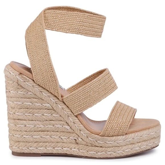 Steve Madden Shoes - Women’s Shimmy Natural Raffia Espadrille Platform Wedges